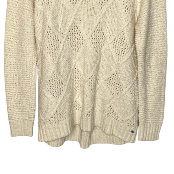 American Eagle Womens Open Cable Knit Sweater Size Extra Large Cream Casual Cozy - Picture 4 of 14